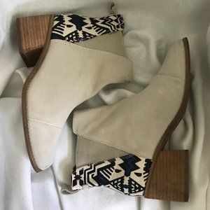 TOMS Esme Boots Birch Suede Metallic Jacquard